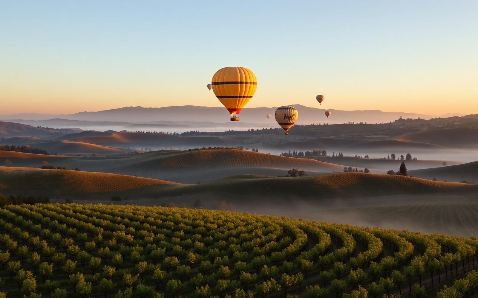 Balloons over the valley at first light