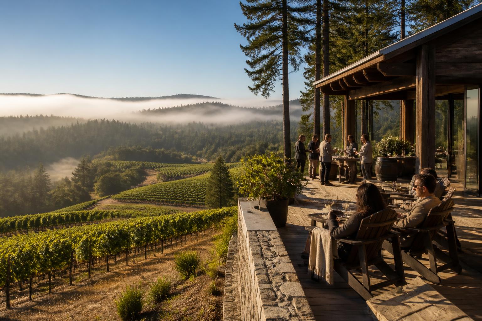 Vineyard rows on a Sonoma County hillside