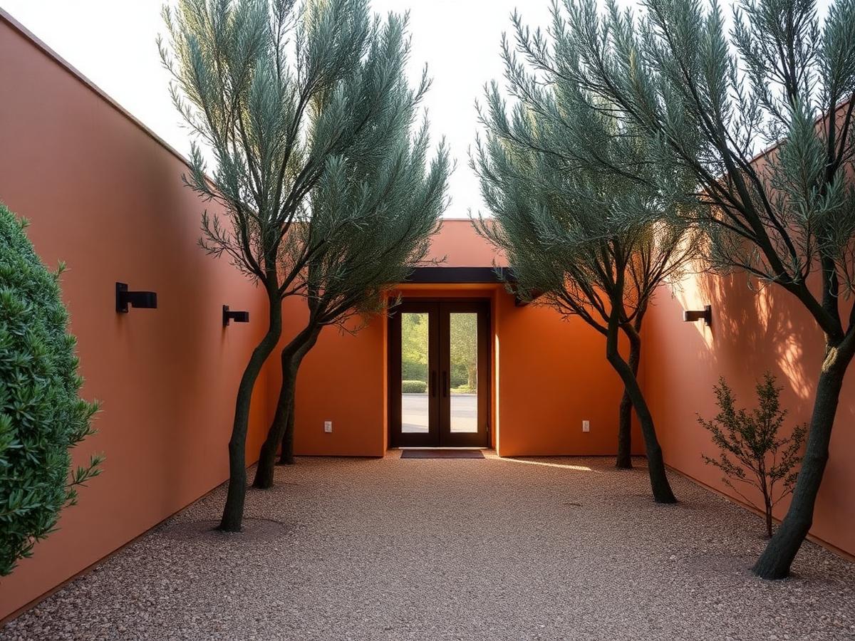 A quiet Napa estate courtyard in late afternoon light